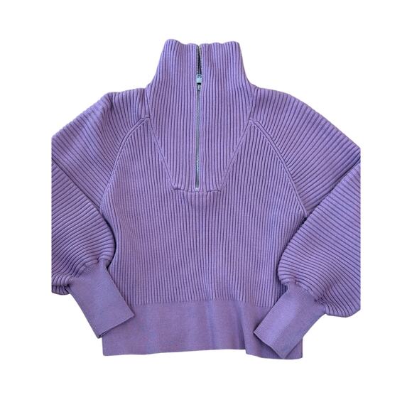 Anthropologie Varley Reid Half-Zip Knit Pullover in Smokey Grape Size Small - Picture 6 of 10